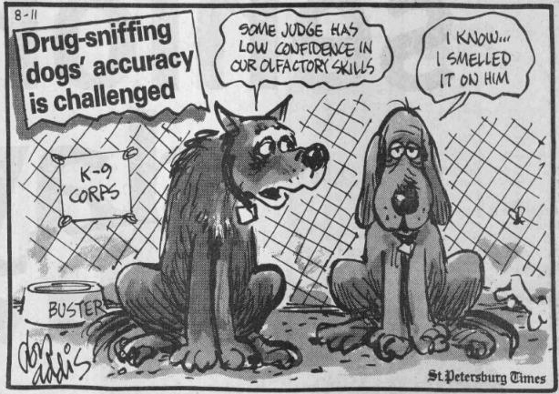 Editorial cartoon about narcotic K-9s
